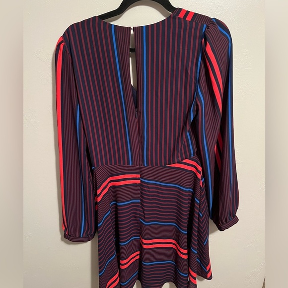 NWT Expeess Blue & Red Striped Long Sleeve Dress - Picture 10 of 11